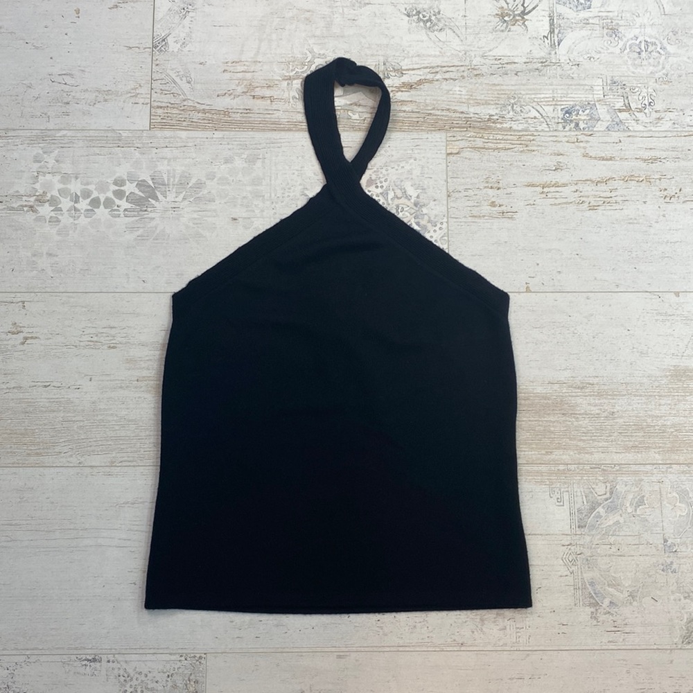 Vintage Designer Michael Kors Black 100% Cashmere Halter Top Made in Italy